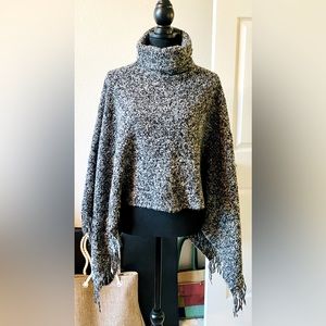 White House | Black Market Grey Turtleneck Poncho